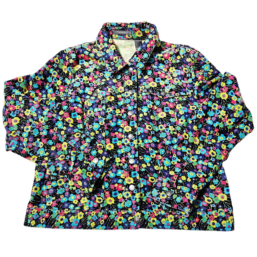Liz Claiborne Womens Jacket Multi-Color Size XL 100% Cotton Button Close Pockets